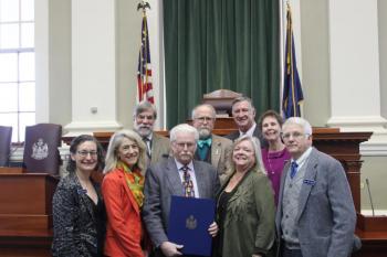 Rep. Nicole Grohoski, D-Ellsworth, Rep. Vicki Doudera, D-Camden, John Reny, Kathleen Reny, Rep. Mick Devin, D-Newcastle; back row: Rep. Thom Harnett, D-Gardiner, Rep. Paige Zeigler, D-Montville, Rep. Dan Hobbs, D-Wells, Rep. Donna Bailey, D-Saco.