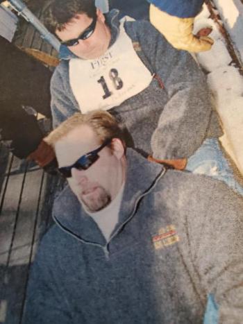 Edwin Greenrose and Bruce Richards some time in the 1990s racing as a two-person team. Photo courtesy Bruce Richards.