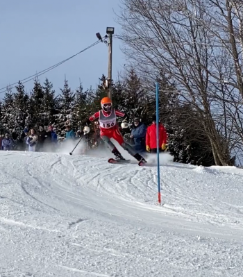 Camden Hills skier Tanner Robinson. (Screenshot from Mike Smith video)