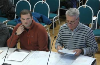 Tyler Smith, left, and Will Gartley appear before the Rockport Zoning Board of Appeals on Jan. 22. Source: LiveStream