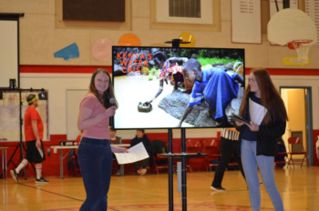 Elise Mahar and Bella Ward share their project on water accessibility in Kenya. (Courtesy Vicki Hamlin)