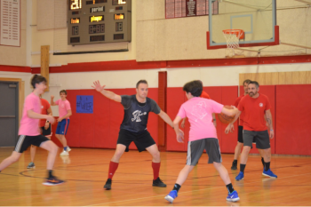Among those participating in the game were Ryan Andersen, Craig Ouellette, Jacob Eichenlaub, Ryan Glaser, Jim Morse and Dylan Lowe. (Courtesy Vicki Hamlin)