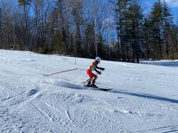 Camden Hills alpine skier Abigail Williams at the KVAC championship Feb. 8. (Courtesy Mike Smith)
