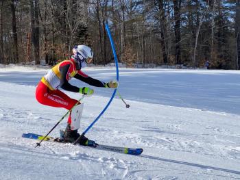 Camden Hills alpine skier Emerson Brott at the KVAC championship Feb. 8. (Courtesy Mike Smith)
