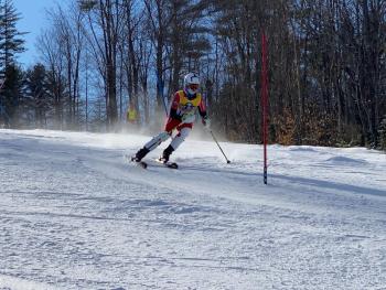 Camden Hills alpine skier Emerson Brott at the KVAC championship Feb. 8. (Courtesy Mike Smith)