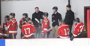 The Camden Hills ice hockey team during its Feb. 19 game. (Courtesy Molly Cole)
