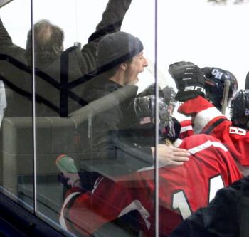 The Camden Hills ice hockey team during its Feb. 5 game. (Courtesy Molly Cole)