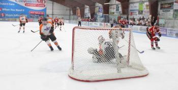 The Camden Hills ice hockey team in its Feb. 8 game against Brewer. (Courtesy Molly Cole)