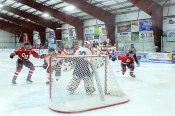 The Camden Hills ice hockey team in its Feb. 8 game against Brewer. (Courtesy Molly Cole)