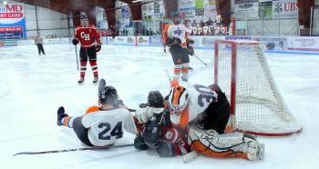 The Camden Hills ice hockey team in its Feb. 8 game against Brewer. (Courtesy Molly Cole)