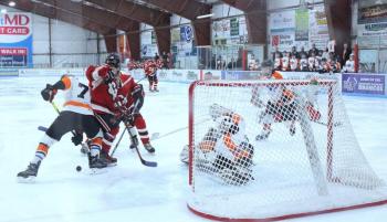 The Camden Hills ice hockey team in its Feb. 8 game against Brewer. (Courtesy Molly Cole)
