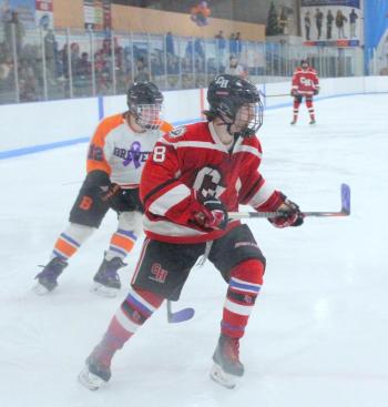 The Camden Hills ice hockey team in its Feb. 8 game against Brewer. (Courtesy Molly Cole)