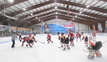 The Camden Hills ice hockey team in its Feb. 8 game against Brewer. (Courtesy Molly Cole)