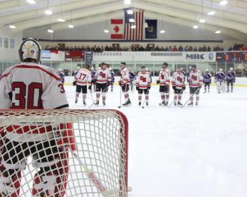 The Camden Hills ice hockey team in its Feb. 15 game against Hampden Academy. (Courtesy Molly Cole)