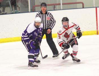 The Camden Hills ice hockey team in its Feb. 15 game against Hampden Academy. (Courtesy Molly Cole)