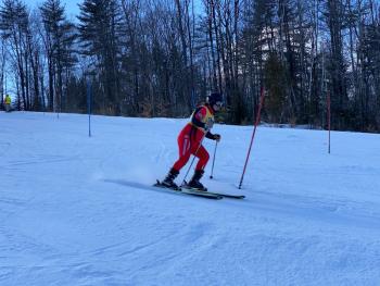 Camden Hills alpine skier Katelynn Colbry at the KVAC championship Feb. 8. (Courtesy Mike Smith)