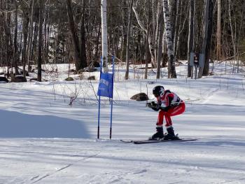 Camden Hills alpine skier Lizzie Larsen-Levins at the KVAC championship Feb. 5. (Courtesy Mike Smith)