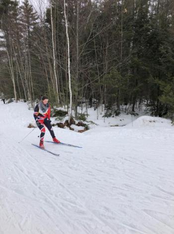 Delia Cognard approaching the finish of the 3k. (Courtesy Saphrona Stetson)