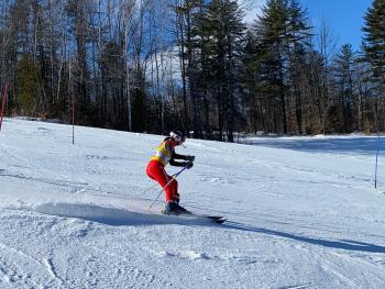 Camden Hills alpine skier Lizzie Larsen-Levins at the KVAC championship Feb. 8. (Courtesy Mike Smith)