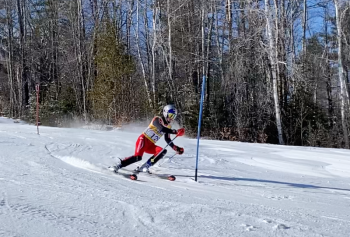 Camden Hills alpine skier Devon Smith at the KVAC championship Feb. 8. (Courtesy Mike Smith)