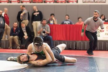 A scene from the Class A state wrestling championships. (Courtesy Sean Carnell)