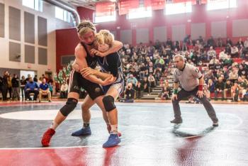 A scene from the Class A state wrestling championships. (Courtesy Sean Carnell)