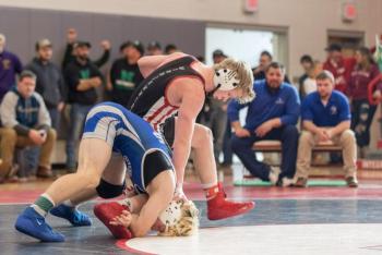 A scene from the Class A state wrestling championships. (Courtesy Sean Carnell)