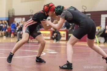 A scene from the girls wrestling state championships Feb. 19. (Courtesy Sean Carnell)