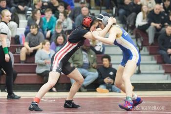A scene from the girls wrestling state championships Feb. 19. (Courtesy Sean Carnell)