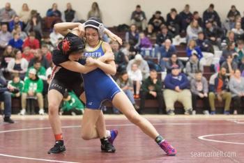 A scene from the girls wrestling state championships Feb. 19. (Courtesy Sean Carnell)
