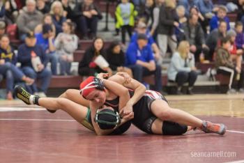 A scene from the girls wrestling state championships Feb. 19. (Courtesy Sean Carnell)