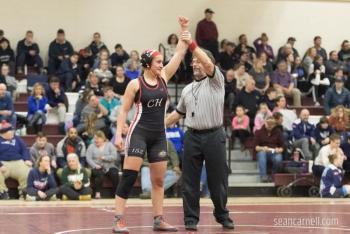 A scene from the girls wrestling state championships Feb. 19. (Courtesy Sean Carnell)