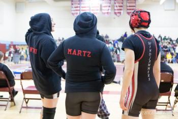 A scene from the girls wrestling state championships Feb. 19. (Courtesy Sean Carnell)