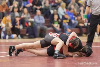 A scene from the girls wrestling state championships Feb. 19. (Courtesy Sean Carnell)