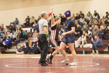 A scene from the girls wrestling state championships Feb. 19. (Courtesy Sean Carnell)