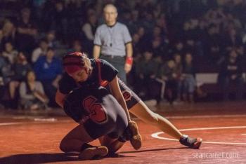 A scene from the girls wrestling state championships Feb. 19. (Courtesy Sean Carnell)