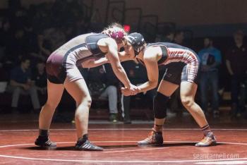 A scene from the girls wrestling state championships Feb. 19. (Courtesy Sean Carnell)