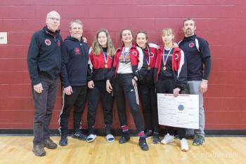 A scene from the girls wrestling state championships Feb. 19. (Courtesy Sean Carnell)