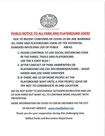 Notice courtesy Belfast Parks and Recreation