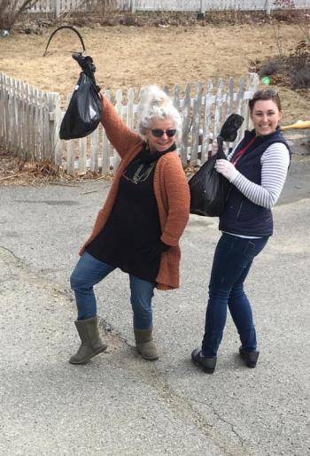 Parents get the meals, keeping a distance. (Photo courtesy Christine Annis)