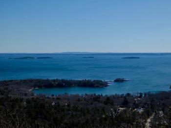 The three islands depicted in “Renascence,” from left: Lasell, Saddle, and Mark islands. (Photo courtesy Kristen Lindquist)