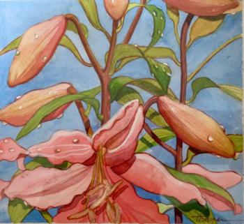 “Pink Lillies” - a classic Suzi Thayer watercolor. Courtesy of the artist Suzi Thayer