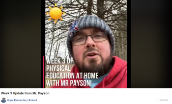 A screenshot from a video uploaded by Hope Elementary School teacher Jeff Payson.