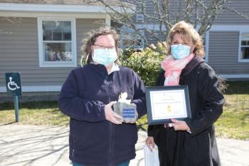 Heather Long, CNA, left, with regional chief operating officer, Cindy Wade, RN. (Photo courtesy Quarry Hill)