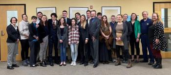 Sen. Herbig and Rep. Cuddy (center) with Maine Ocean School students, teachers and board members in Augusta on Wednesday, Feb. 12. (Photo courtesy Maine Legislature
Senate Majority Office)