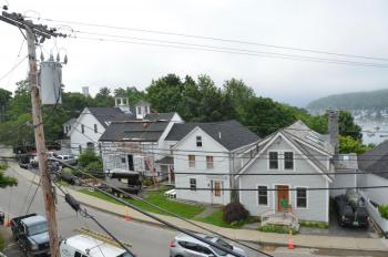 Rockport Village, from the clock’s perspective. With all the electrical poles and wires, some of which, but not all, are due for burying underground.