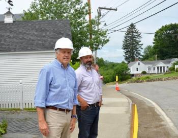 Architects Stephen Smith and Justin Smith, at the Rockport Public Library work site. (Photo by Lynda Clancy)