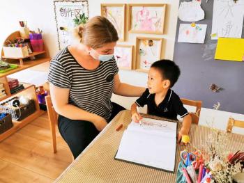 Carolyn Remley and a student. Courtesy photo