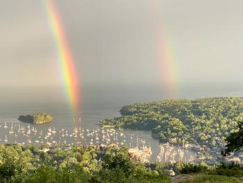 Rainbows from the top of Mount Battie. (Photo courtesy Michelle Dias)