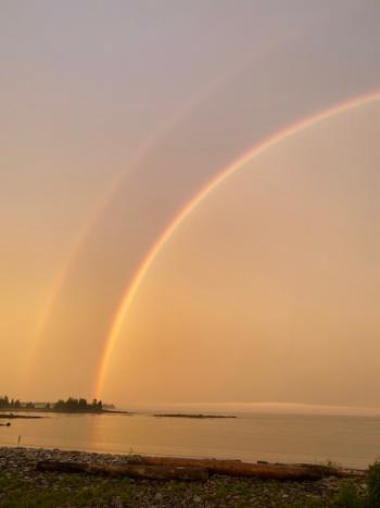 Double rainbow, July 8, Owl’s Head. (Photo by Carl Lindquist)